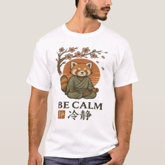 T-shirt ukiyo-e Red Panda- Be CALM japanese Zen meditation
