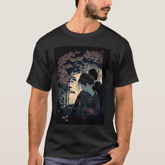 T-shirt Ukiyo E Retro Japanese Design Romance  Love During (Devant)