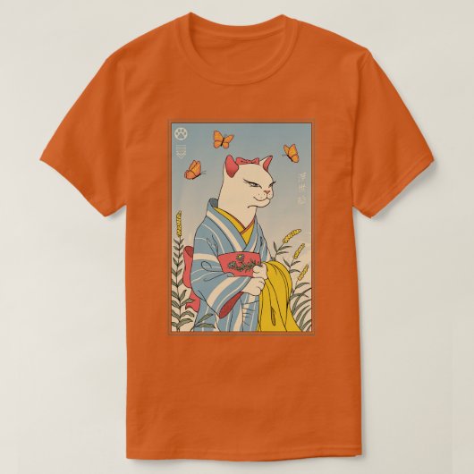 T-shirt Ukiyoe Chat Blanc (Design devant)