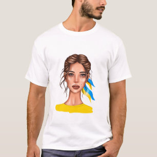 T-shirt Ukrain Arrêter la guerre Cheveux Brown