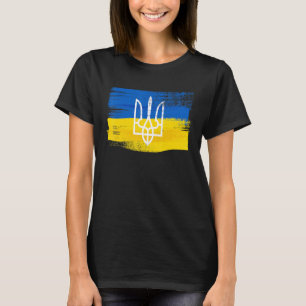 T-shirt Ukraine Drapeau et armoiries peints en ukrainien P