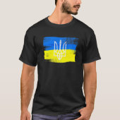 T-shirt Ukraine Drapeau Et Armoiries Peints Pam Ukrainien (Devant)