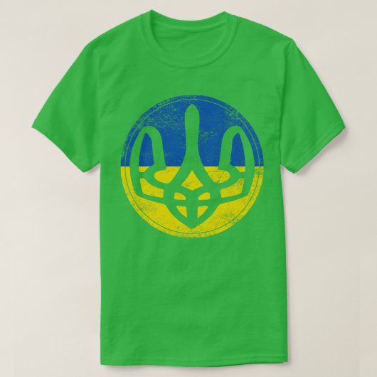 T-shirt Ukraine Trident Vintage Poisson Style oeil (Design devant)