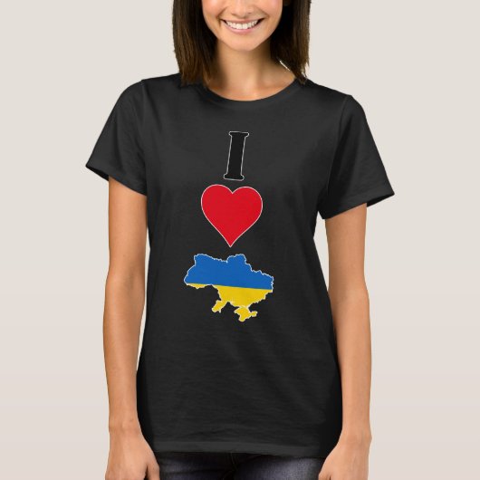 T-shirt Ukraine Vertical I Loy Ukrainien Drapeau Carte Fem (Devant)