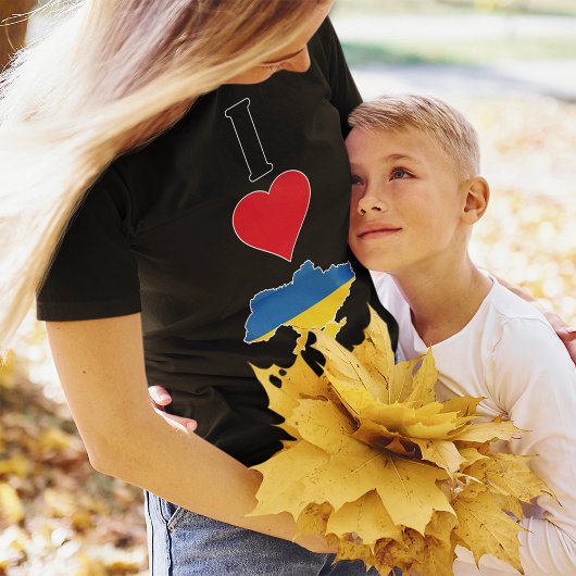 T-shirt Ukraine Vertical I Loy Ukrainien Drapeau Carte Fem