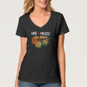 T-shirt Ukulele Music Love Guitar Flowers Hawaii