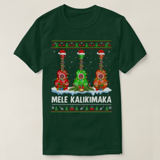 T-shirt Ukulele Music Lover Ugly Mele Kalikimaka (Design devant)