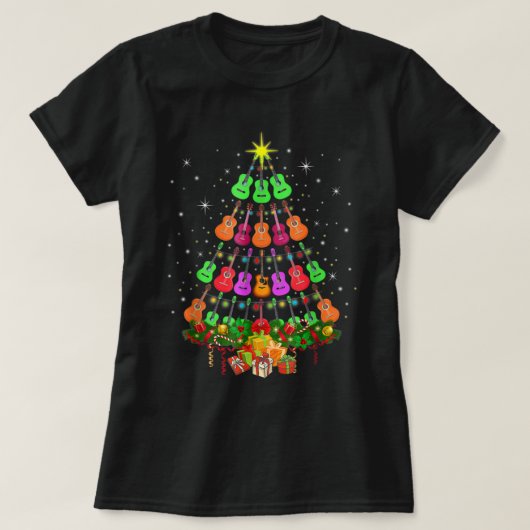 T-shirt Ukulele Music Uke Mele Kalikimaka Christmas Tree S (Design devant)