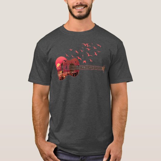 T-shirt Ukulele Uke Scenic Sunshine Sunset Landscape (Devant)