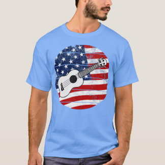 T-shirt Ukulele USA Drapeau Ukulelist Musicien 4 juillet