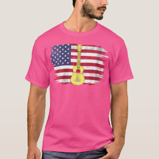 T-shirt Ukulele vintage Avec Drapeau Américain - Pour Orch