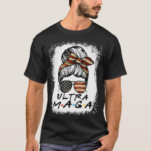 T-shirt Ultra Mega Messy Bun USA Drapeau, Fier UltraMaga B