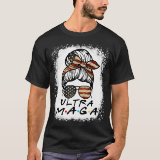 T-shirt Ultra Mega Messy Bun USA Drapeau, Fier UltraMaga B