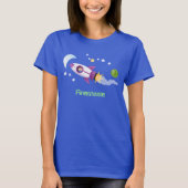 T-shirt Un adorable vaisseau-fusée dans l'espace dessin an (Devant)