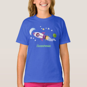 T-shirt Un adorable vaisseau-fusée dans l'espace dessin an
