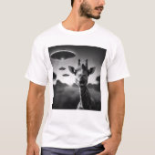 T-shirt Un Alien amusant Giraffe UFO Racoon Selfie avec de (Devant)