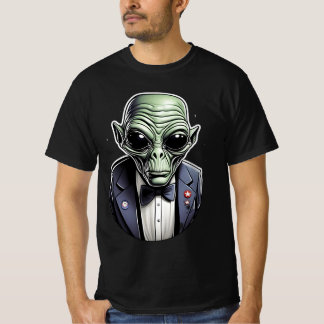 T-shirt Un alien habillé en costume.