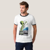 T-shirt Un alien sympathique agitant (Devant entier)