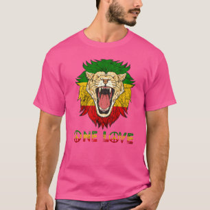 T-shirt Un Amour Rasta Reggae Lion De Juda Hippie Rastafa