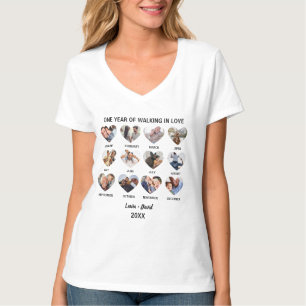 T-shirt Un an de marche dans l'amour 12 Collage de photos