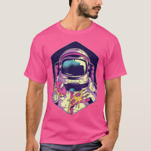 T-shirt Un astronaute amusant tenant de la pizza et Donut