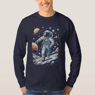 T-shirt Un astronaute courant sur la lune