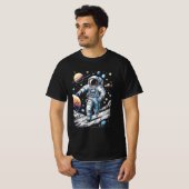 T-shirt Un astronaute courant sur la lune (Devant entier)