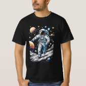 T-shirt Un astronaute courant sur la lune (Devant)