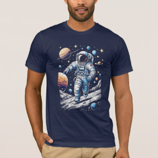 T-shirt Un astronaute courant sur la lune