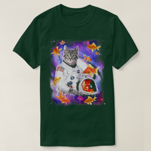 T-shirt Un astronaute de chat dans l'espace cosmique Chemi (Design devant)