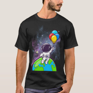 T-shirt Un Astronaute Flotte Avec Des Ballons
