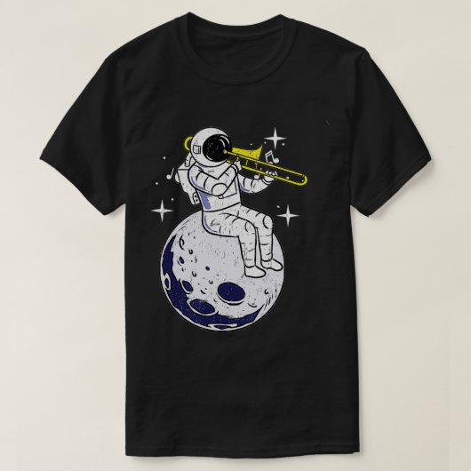 T-shirt Un astronaute joue à Trombone Vintage (Design devant)