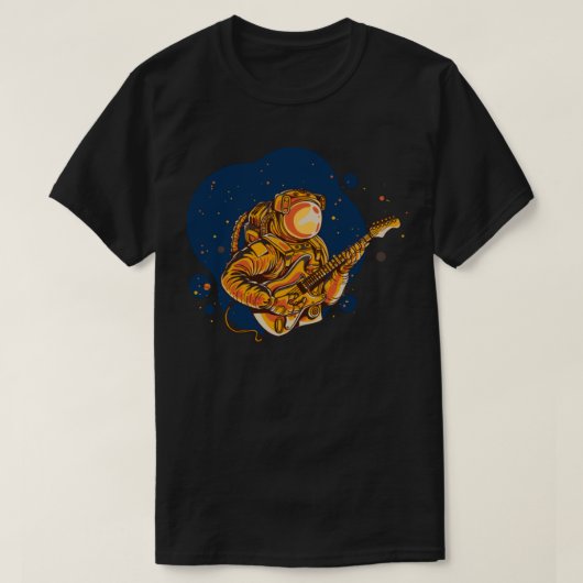 T-shirt Un astronaute joue de la guitare dans l'espace (Design devant)