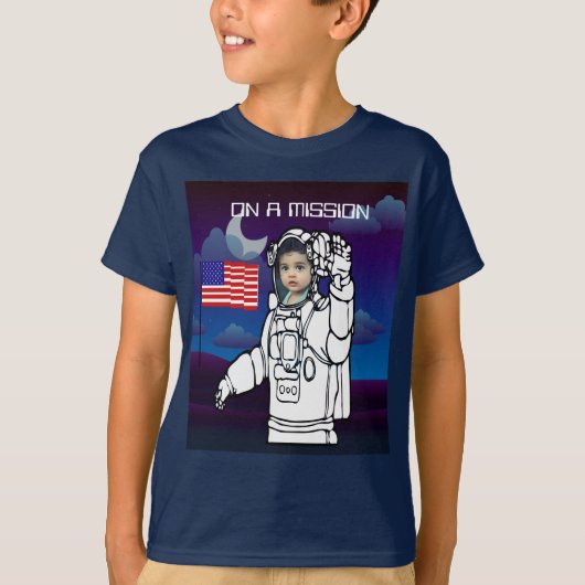 T-shirt Un astronaute sur la lune Un garçon de l'espace ex (Devant)