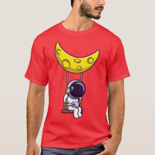 T-shirt Un Astronaute Swing Sur Le Dessin De La Lune