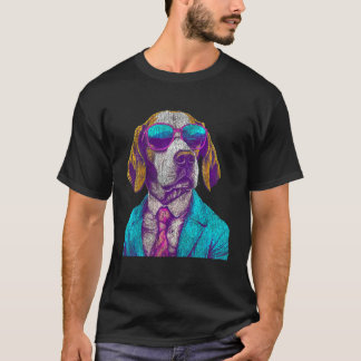 T-shirt Un Beagle Drôle Portant 80s Graphique En Tenue Pou