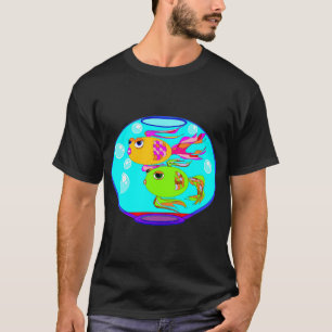 T-shirt Un bocal à poissons avec deux poissons qui nagent.