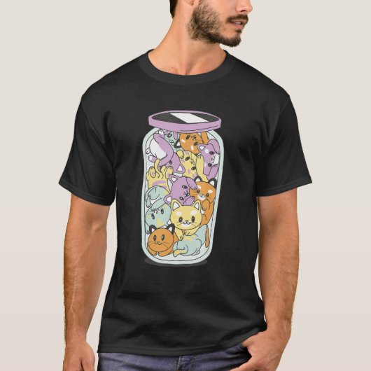 T-shirt Un bocal de bonheur Jar plein de chats Design de c (Devant)