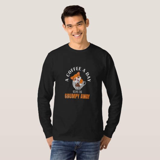 T-shirt Un Café Par Jour Garde Le Café Grumpy Away Cat (Devant entier)