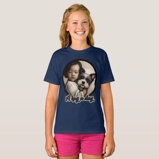 T-shirt Un câlin par jour (Devant entier)