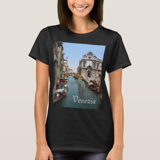 T-shirt Un canal animé à Venise (1900) (Devant)