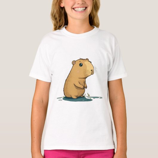 T-shirt un capybara au trou d'arrosage (Devant)