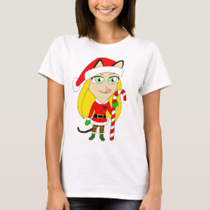 T-shirt un catgirl chibi de Noël