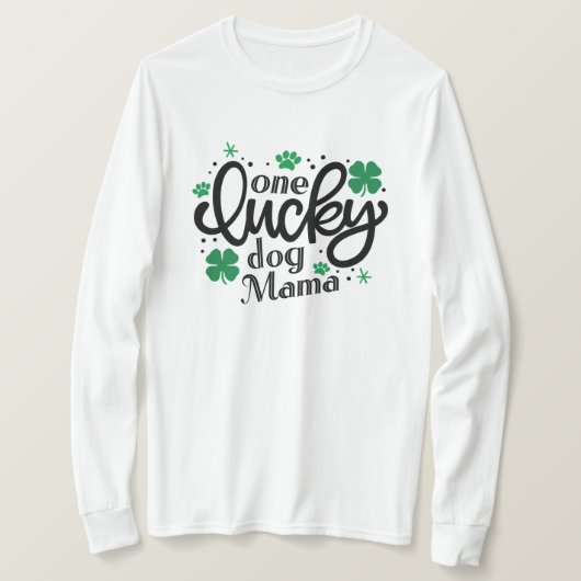 T-shirt Un Chanceux Chien Mama Clover Paw White Long Manch (Design devant)