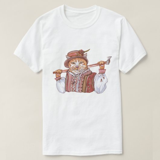 T-shirt Un chat cosaque en costume traditionnel (Design devant)
