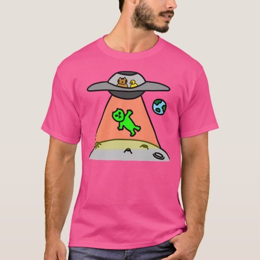 T-shirt Un Chat Et Un Canard Dans L'Ufo (Devant)