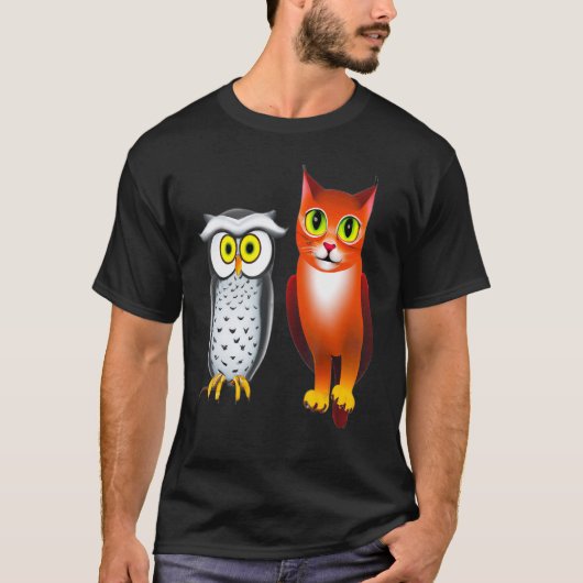 T-SHIRT UN CHAT ET UN HIBOU 4 (Devant)
