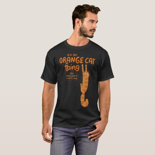T-shirt Un Chat Orange - Drôle Tabby Chat Accroché Sur (Devant entier)