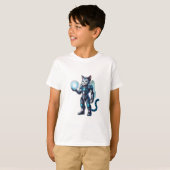 T-shirt Un chat robot avec une armure futuriste, (Devant entier)