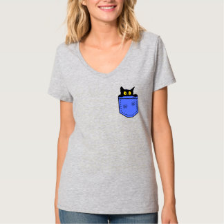 T-shirt un chat se cache dans la poche